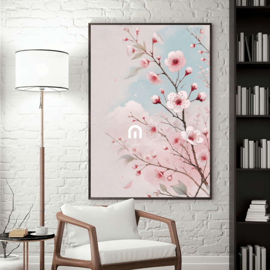 Blooming Spring – Spring Cherry Blossoms Floral Botanical Canvas Wall Art Print Decor Print Material