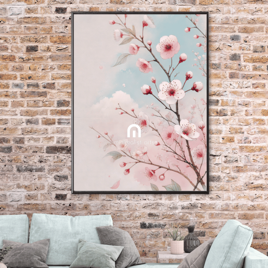 Blooming Spring – Spring Cherry Blossoms Floral Botanical Canvas Wall Art Print Decor Print Material