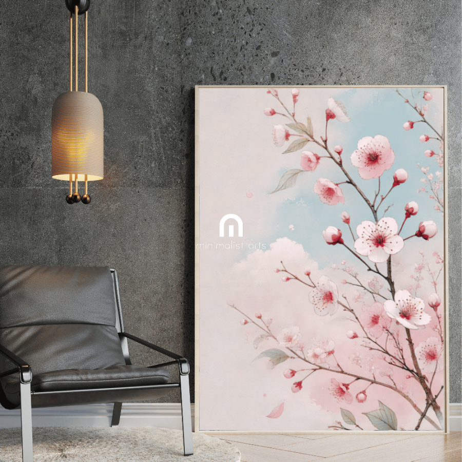 Blooming Spring – Spring Cherry Blossoms Floral Botanical Canvas Wall Art Print Decor Print Material