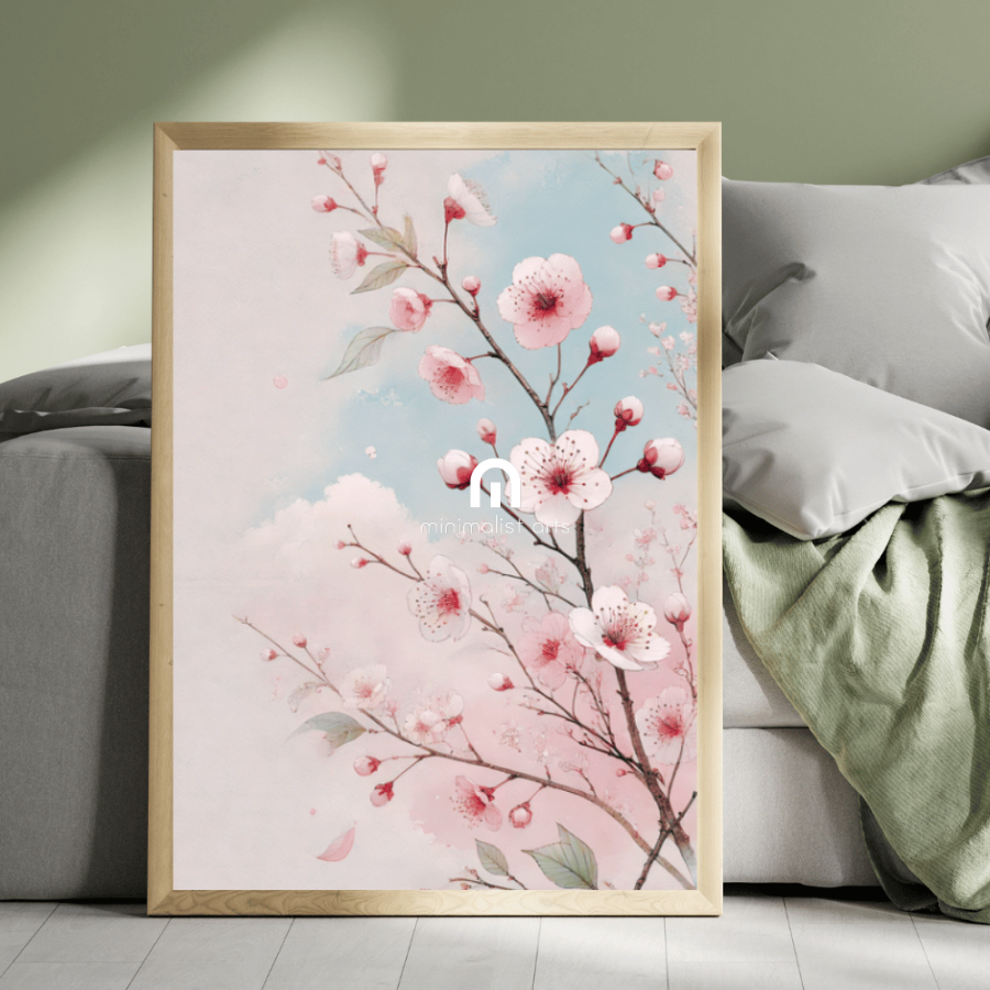 Blooming Spring – Spring Cherry Blossoms Floral Botanical Canvas Wall Art Print Decor Stretched Canvas / 40x60 cm