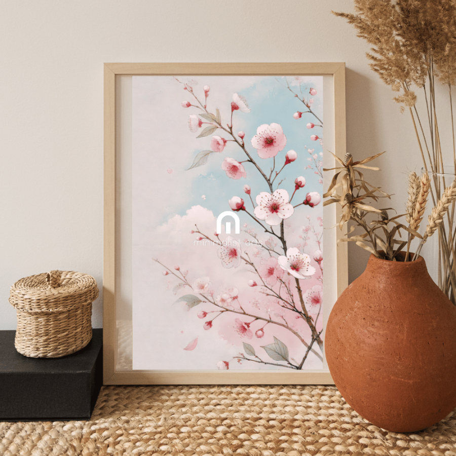 Blooming Spring – Spring Cherry Blossoms Floral Botanical Canvas Wall Art Print Decor Unframed Poster / 40x60 cm