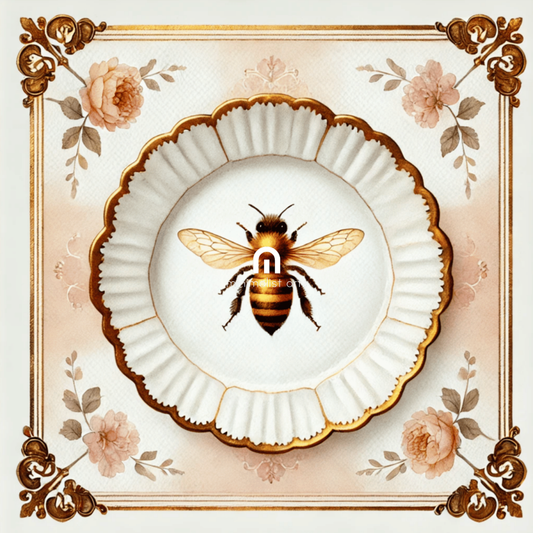 Blush Garden Bee & Gilded Floral Wall Art | Kitchen Wall Art | Dining Room Wall Art | Vintage Wall Art | Sophisticated
