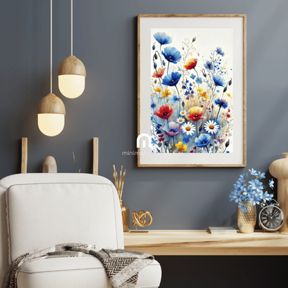 Burst of Blooms – Vibrant Watercolor Floral Wall Art