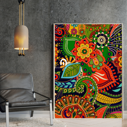 Bush Blooms Dreaming – Aboriginal Canvas Wall Art | Stretched & Framed Print Material