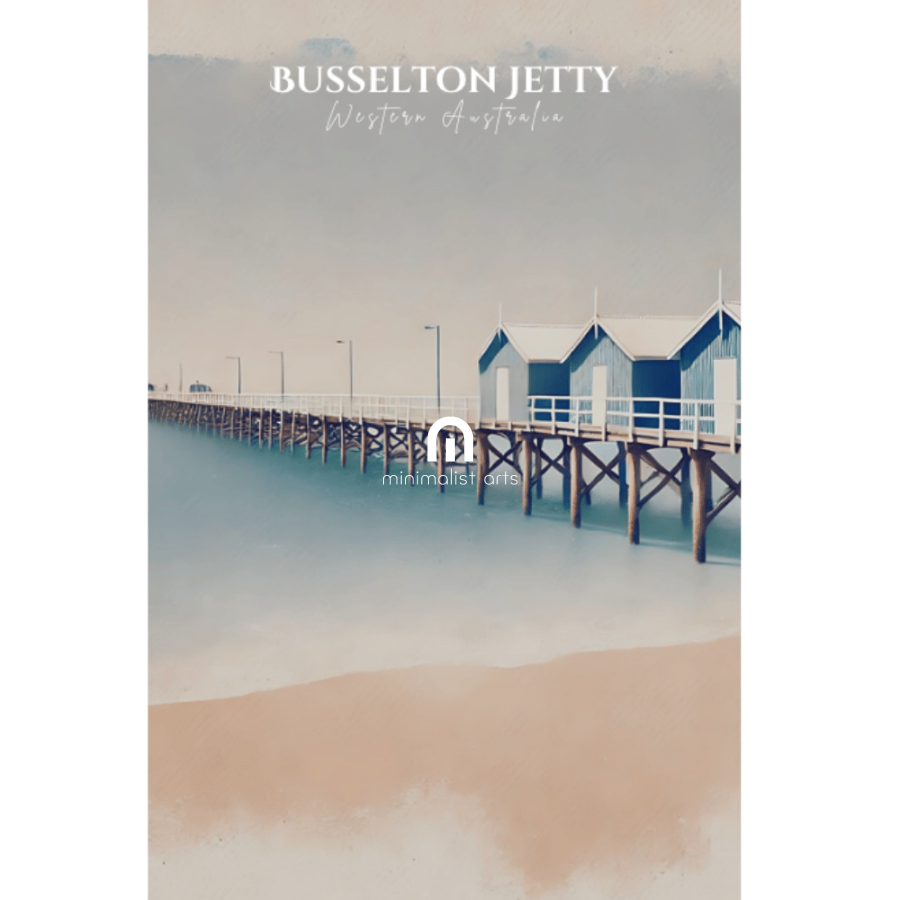Busselton Jetty – Minimalist Coastal Canvas Wall Art Print Decor Print Material