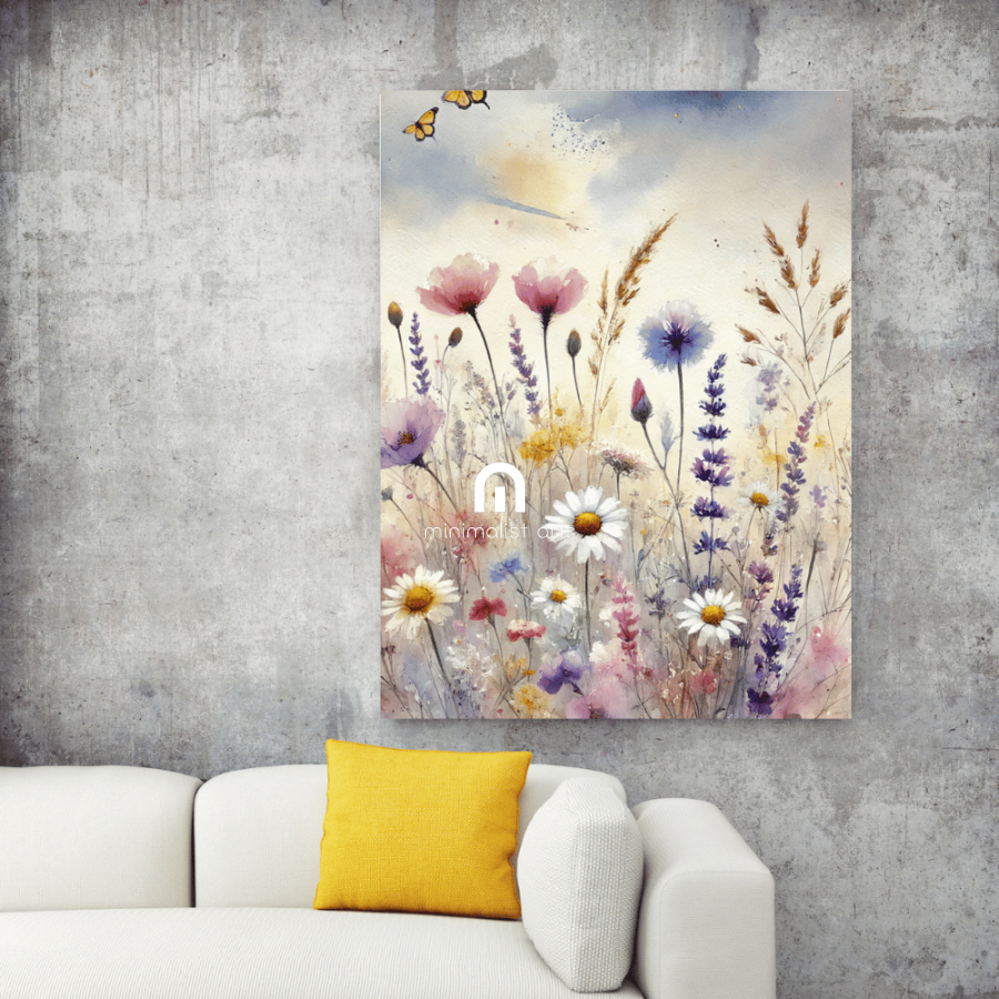 Butterfly Meadow – Watercolor Floral Wall Art Print Material