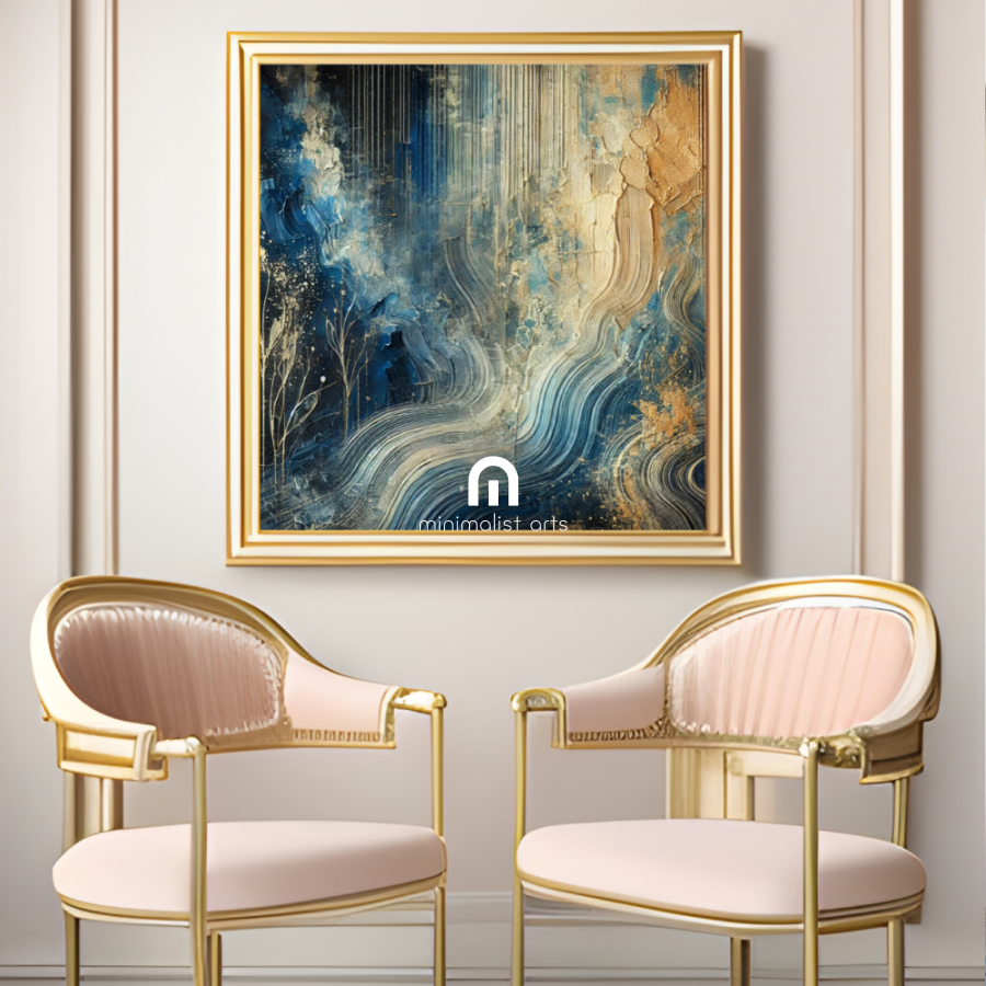 Celestial Drift Abstract Blue Wall Art Print Print Material