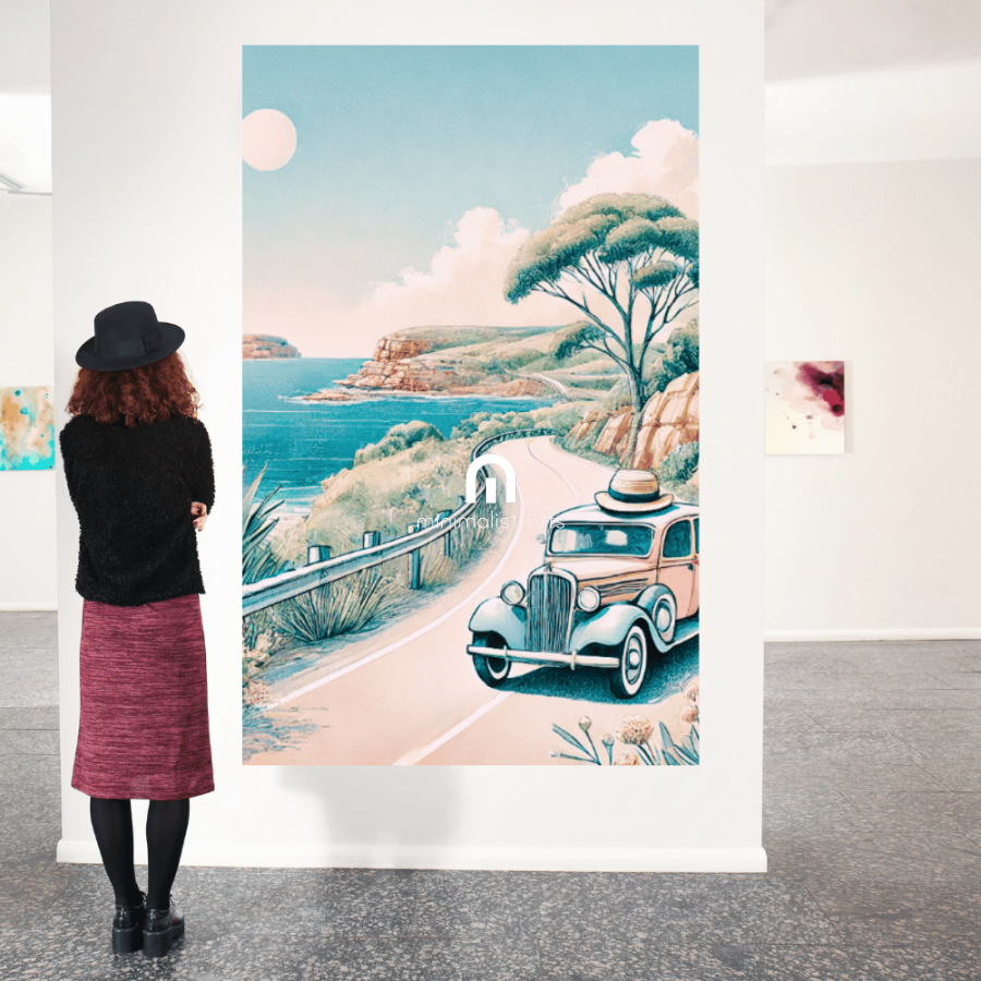 Coastal Journey - Vintage Drive – Summer Canvas Wall Art Print Decor Print Material