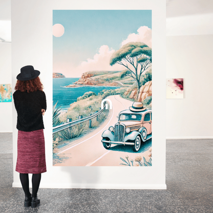 Coastal Journey - Vintage Drive – Summer Canvas Wall Art Print Decor Print Material