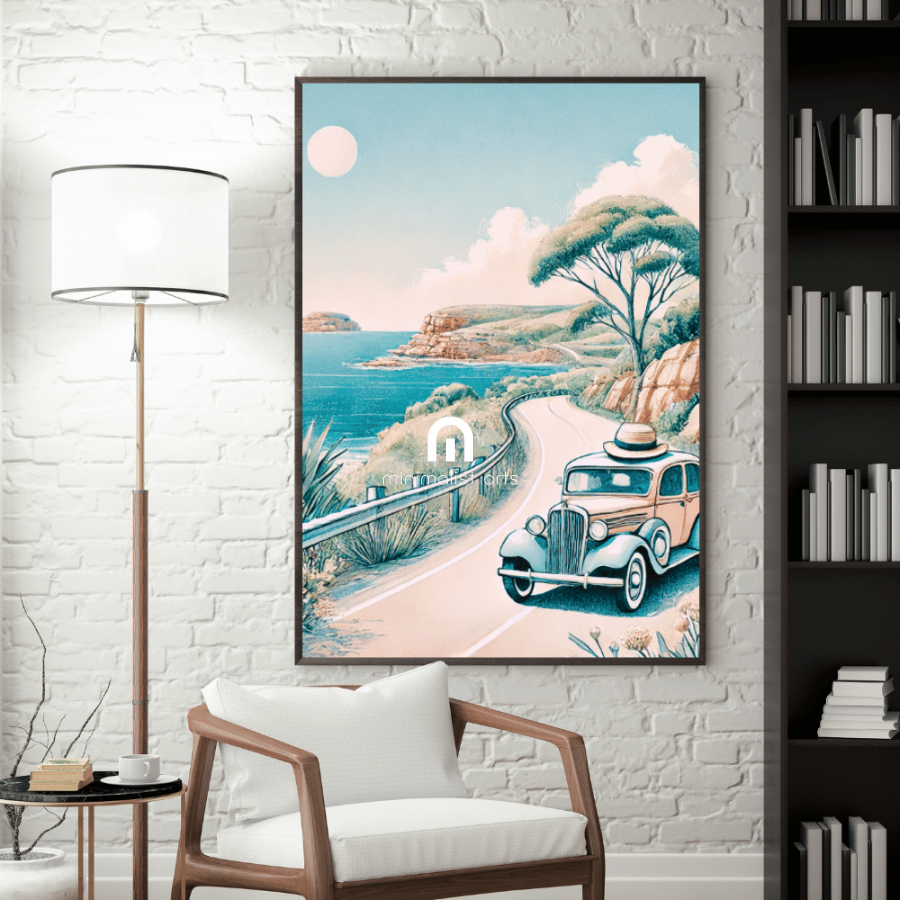 Coastal Journey - Vintage Drive – Summer Canvas Wall Art Print Decor Unframed Poster / 40x60 cm / 16x24″ / -Poster