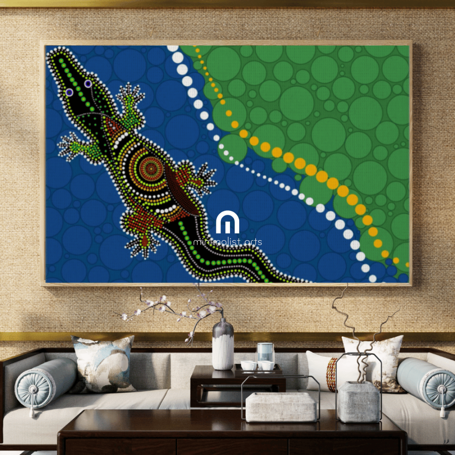 Crocodile Dreaming – Keeper of the Waters - Aboriginal Canvas Wall Art Print Material