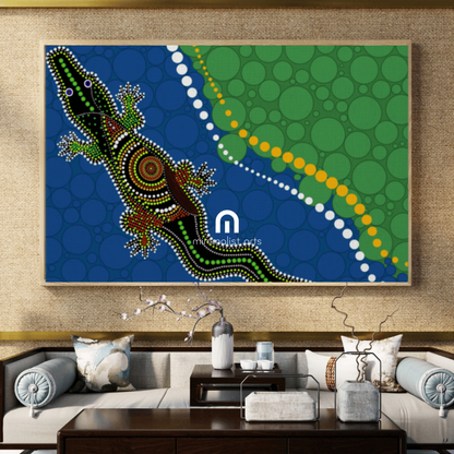 Crocodile Dreaming – Keeper of the Waters - Aboriginal Canvas Wall Art Print Material