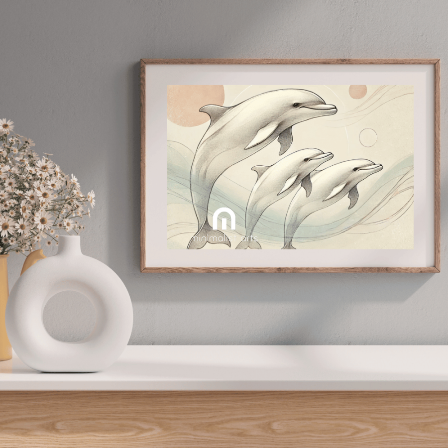 Dolphins in Motion Wall Art Print Print Material