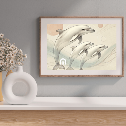 Dolphins in Motion Wall Art Print Print Material