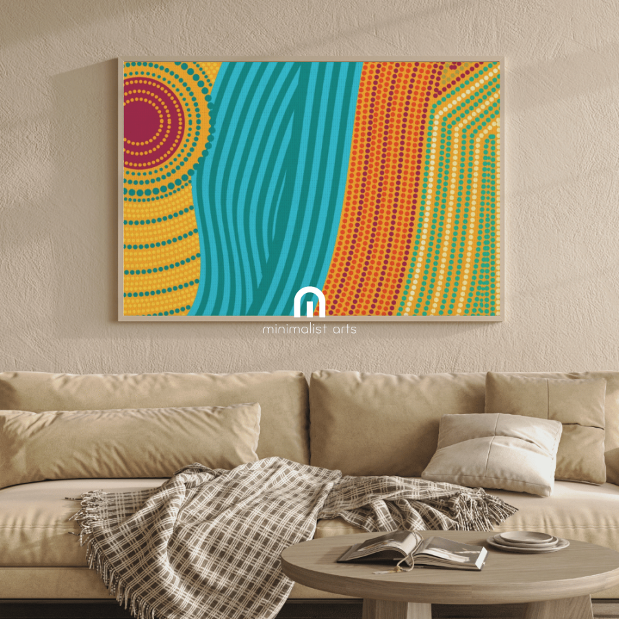 Dreaming Pathways – Aboriginal Wall Art | Stretched & Framed Canvas Print Material