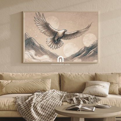 Eagle Above the Peaks Bird Wall Art Print Print Material