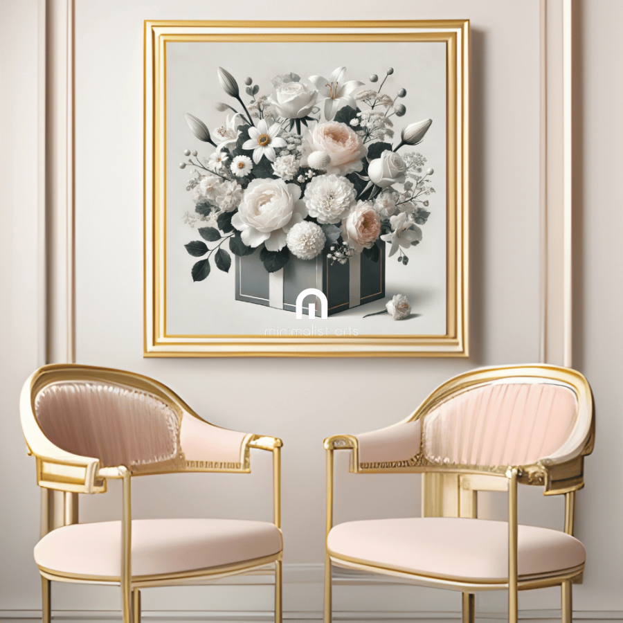 Ethereal Bloom Gift Flower Bouquet Wall Art Print Print Material