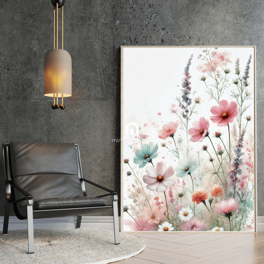 Ethereal Blooms – Watercolor Floral Wall Art Print Material