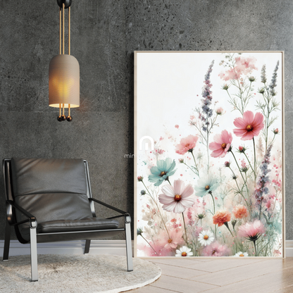 Ethereal Blooms – Watercolor Floral Wall Art Print Material