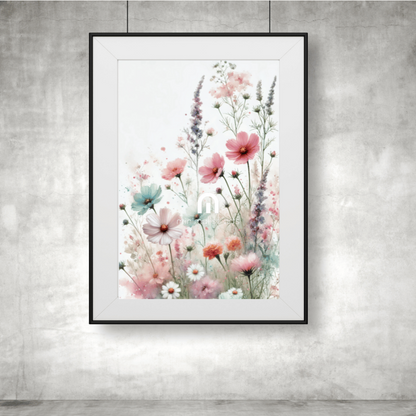 Ethereal Blooms – Watercolor Floral Wall Art Print Material