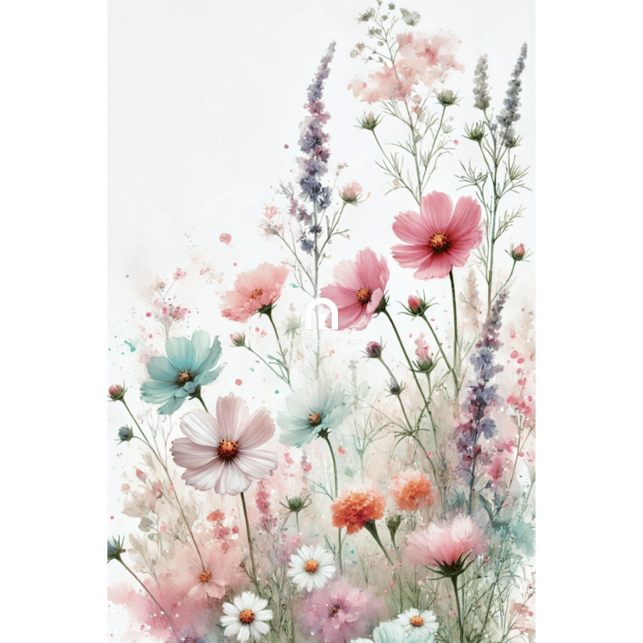 Ethereal Blooms – Watercolor Floral Wall Art Print Material