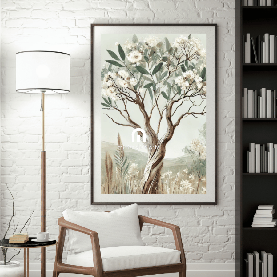 Eucalyptus Blossom – Minimalist Australian Botanical Canvas Wall Art Print Decor Print Material