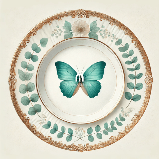 Eucalyptus Wings & Gilded Butterfly Wall Art | Kitchen Wall Art | Dining Room Wall Art | Vintage Wall Art | Elegant