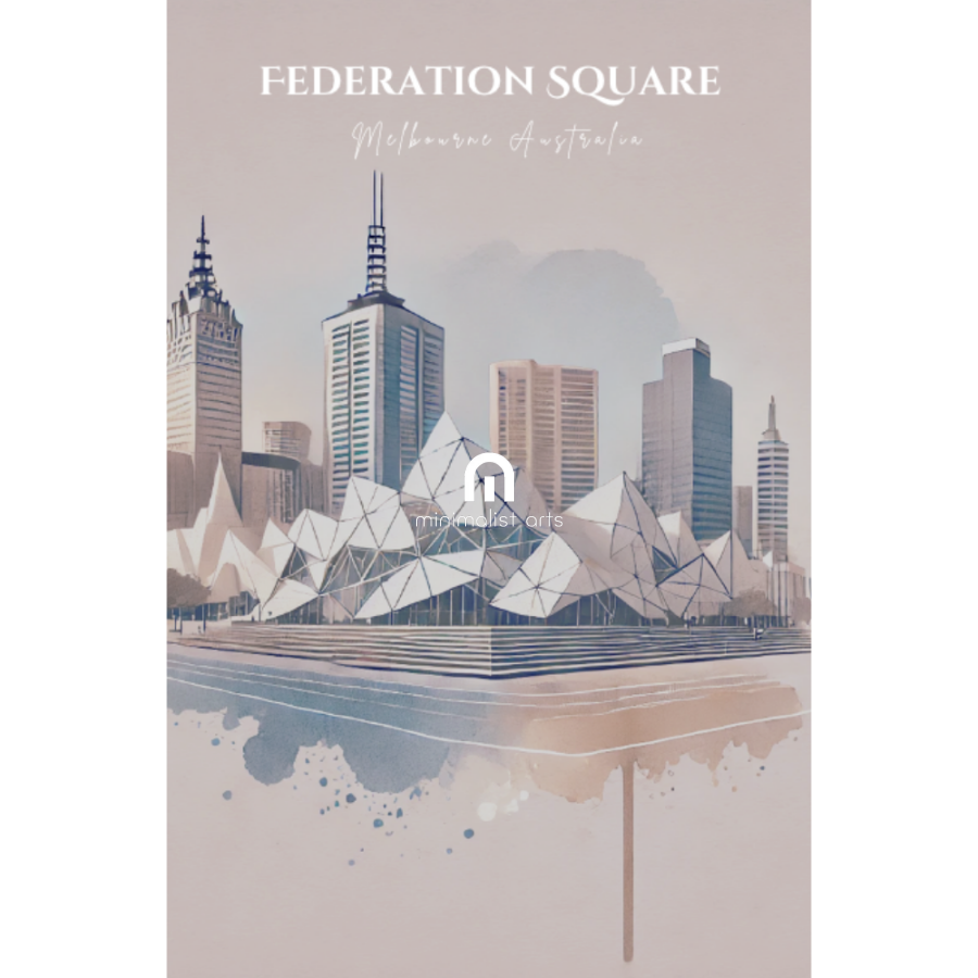 Federation Square – Minimalist Melbourne Landmark Canvas Wall Art Print Decor Print Material
