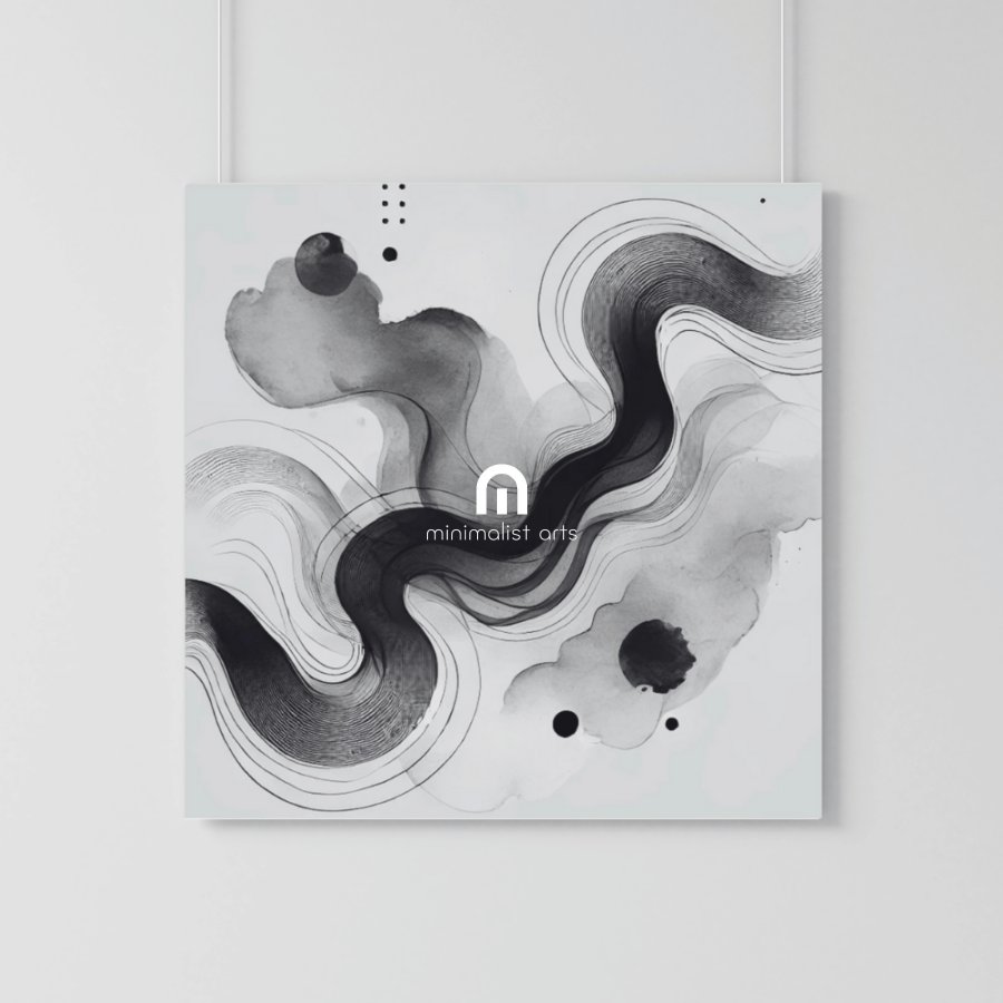 Flowing Shadows Monochrome Abstract Wall Art Print Material
