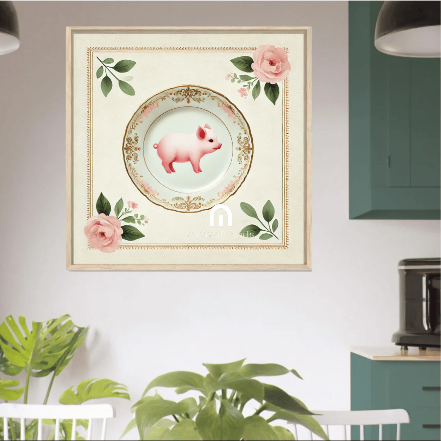 Gilded Snout – Kitchen Dining Wall Art Canvas | Stretched & Framed | Pig Wall Art Canvas Wall Art