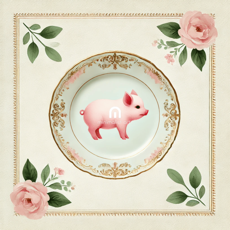 Gilded Snout – Kitchen Dining Wall Art Canvas | Stretched & Framed | Pig Wall Art Canvas Wall Art