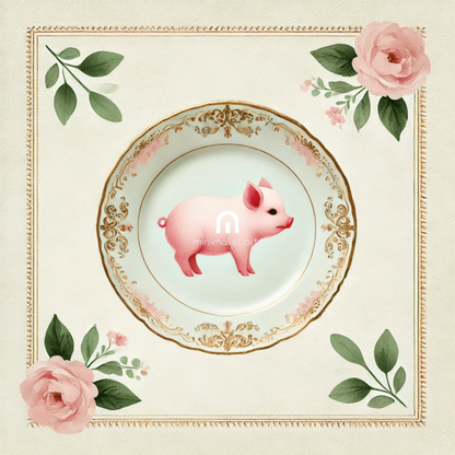 Gilded Snout – Kitchen Dining Wall Art Canvas | Stretched & Framed | Pig Wall Art Canvas Wall Art