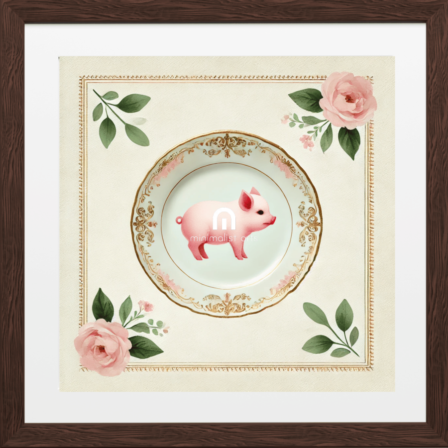 Gilded Snout – Kitchen Dining Wall Art Canvas | Stretched & Framed | Pig Wall Art Canvas Wall Art