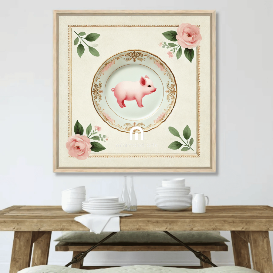 Gilded Snout – Kitchen Dining Wall Art Canvas | Stretched & Framed | Pig Wall Art Stretched Canvas Slim / 12’’x12’’
