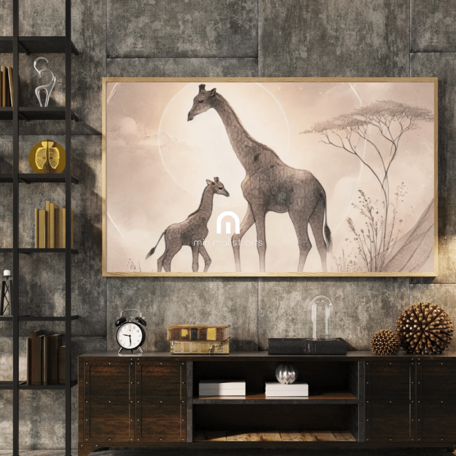 Giraffe Family Wall Art Print Print Material