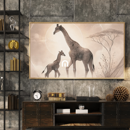 Giraffe Family Wall Art Print Print Material