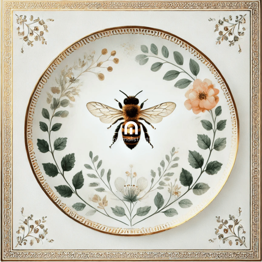 Golden Bee & Wild Garden Canvas Wall Art | Kitchen Wall Art | Dining Room Wall Art | Vintage Wall Art | Sophisticated