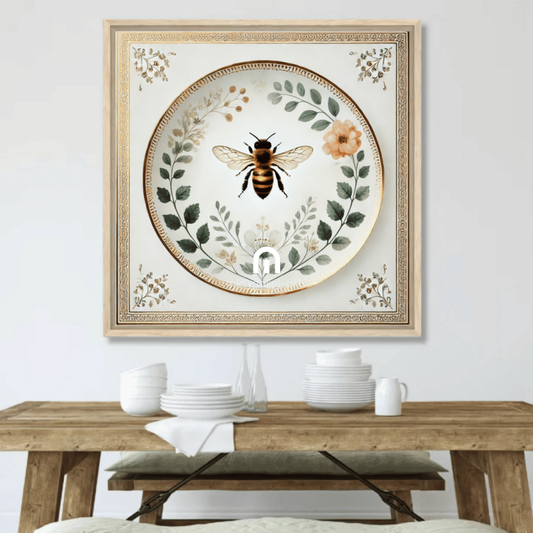 Golden Bee & Wild Garden Canvas Wall Art | Kitchen Wall Art | Dining Room Wall Art | Vintage Wall Art | Sophisticated