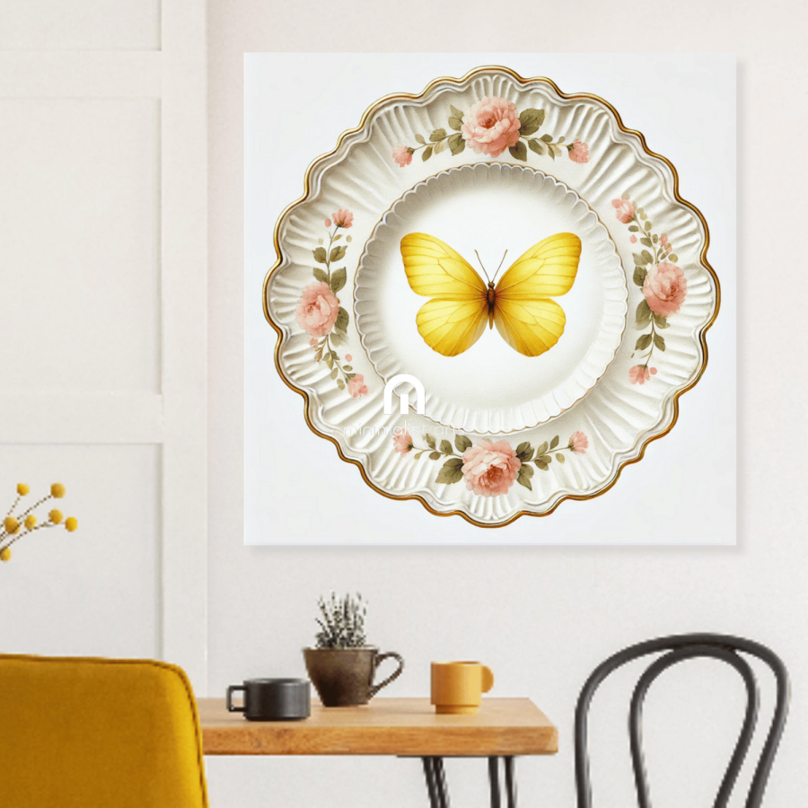 Golden Bloom and Blush Butterfly Wall Art | Kitchen Wall Art | Dining Room Wall Art | Vintage Wall Art | Elegant