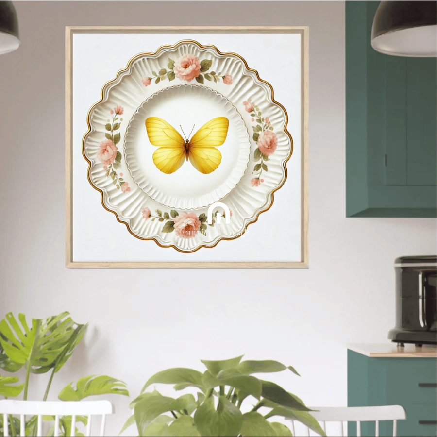 Golden Bloom and Blush Butterfly Wall Art | Kitchen Wall Art | Dining Room Wall Art | Vintage Wall Art | Elegant
