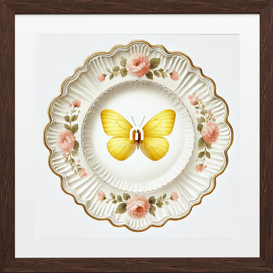 Golden Bloom and Blush Butterfly Wall Art | Kitchen Wall Art | Dining Room Wall Art | Vintage Wall Art | Elegant