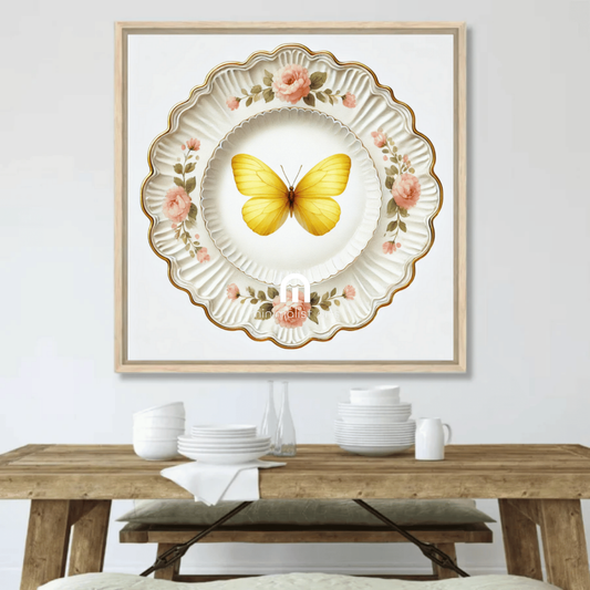 Golden Bloom and Blush Butterfly Wall Art | Kitchen Wall Art | Dining Room Wall Art | Vintage Wall Art | Elegant