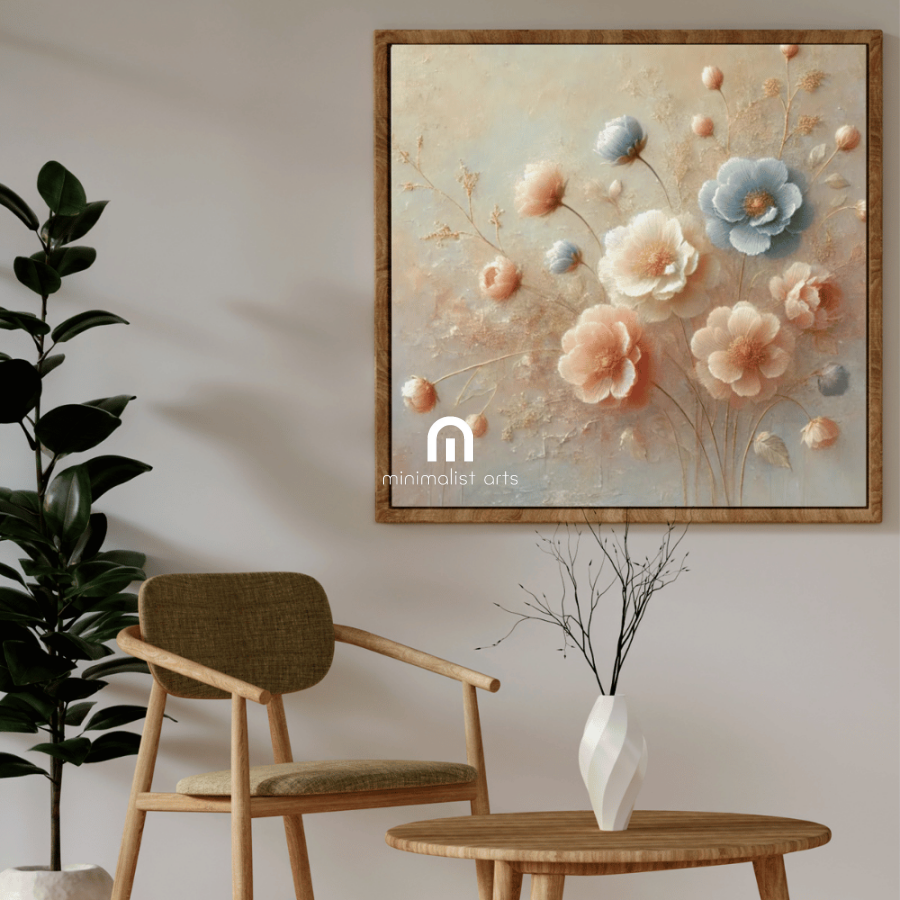Golden Bloomscape Floral Wall Art Print Material