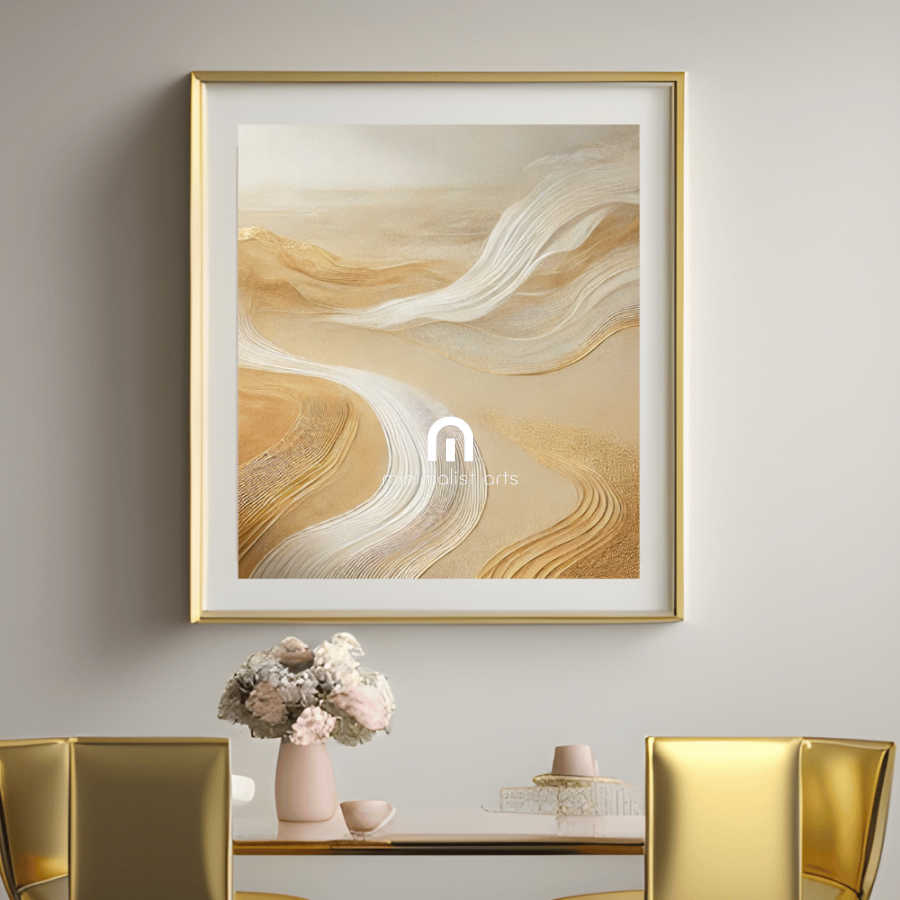 Golden Dunes Luxurious Abstract Wall Art Print Print Material