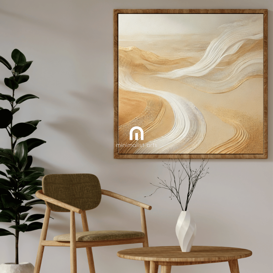 Golden Dunes Luxurious Abstract Wall Art Print Print Material