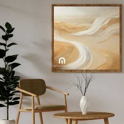 Golden Dunes Luxurious Abstract Wall Art Print Print Material