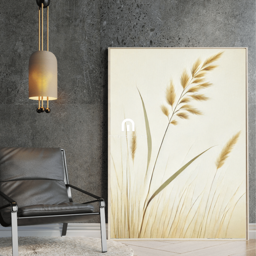 Golden Grass – Minimalist Australian Botanical Canvas Wall Art Print Decor Print Material