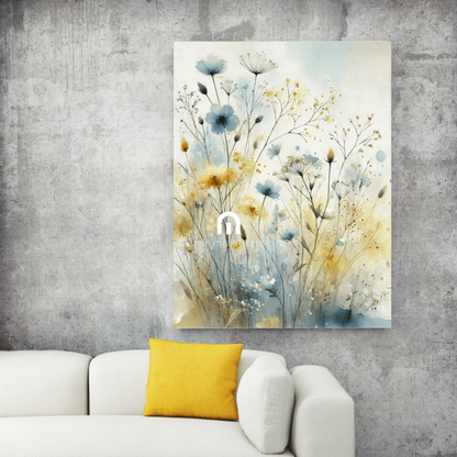 Golden Meadow – Soft Watercolor Floral Wall Art Print Material