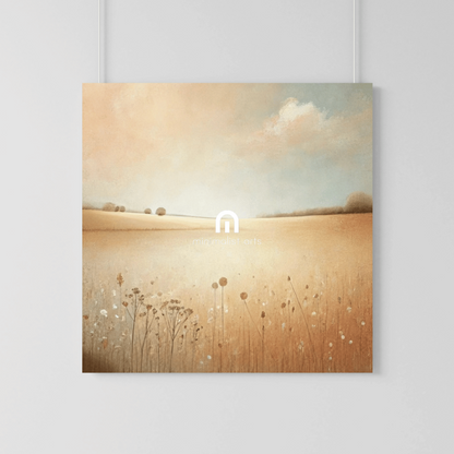 Golden Serenity - Scandinavian Nature Wall Art Print Print Material