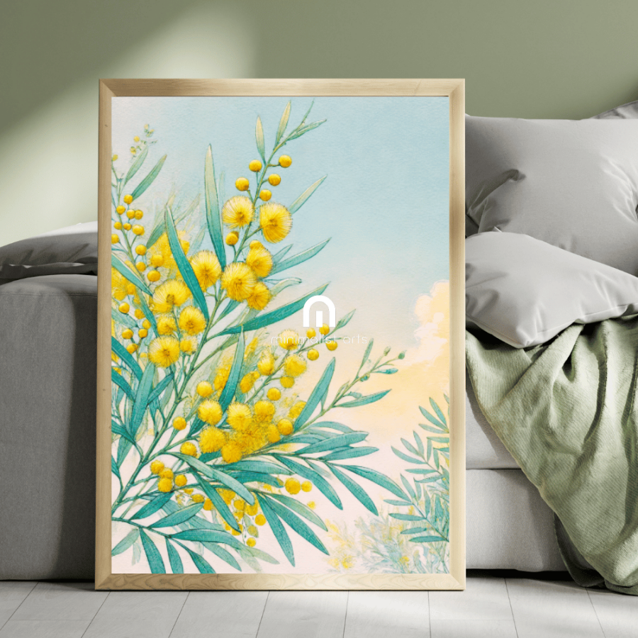 Golden Wattle Bloom – Spring Floral Botanical Canvas Wall Art Print Decor Unframed Poster / 40x60 cm / 16x24″ / -Poster